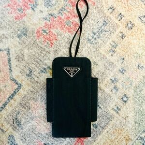 Prada Black Nylon Triangle Logo Phone Case AUTHENTIC
